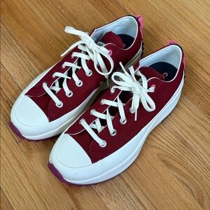 Converse Run Star Red and White Canvas Sneakers